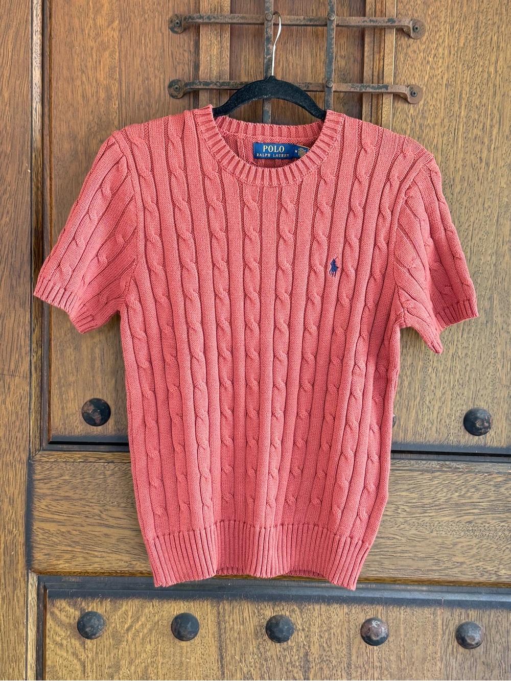 Polo by Ralph Lauren Coral Cable-Knit Short-Sleeve Sweater Size M
